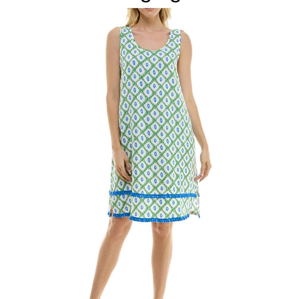 New Roudelain Women's Size Small Green Blue A Line nightgown Sleeveless Dress